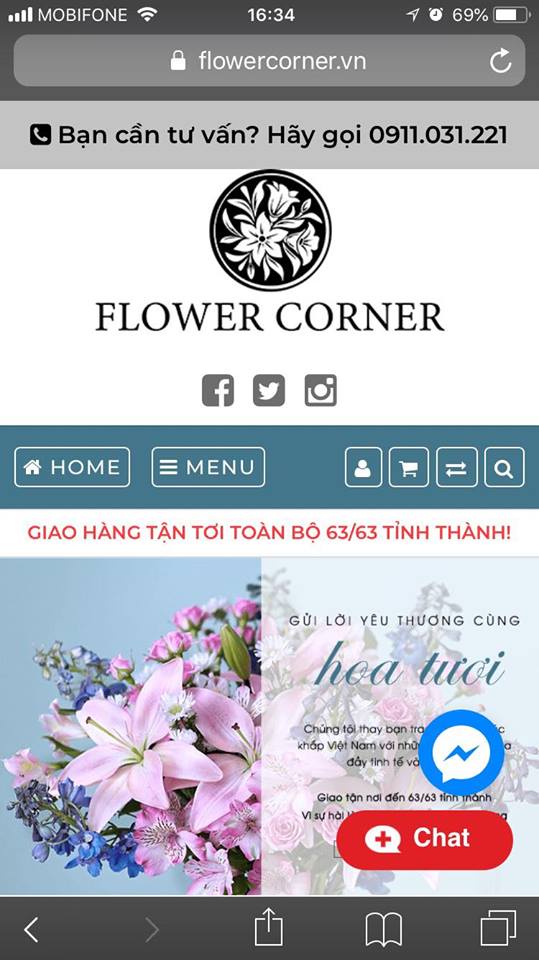 Đặt hoa online trên website Flowercorner.vn